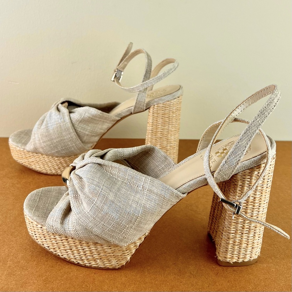 NEW VINCE CAMUTO BEIGE PLATFORM SANDALS - Picture 7 of 12